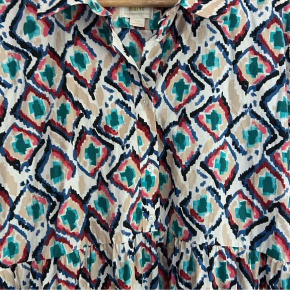 Anthropologie Maeve The Bettina Tiered Maxi Shirt Dress Sz XL Geometric Print - Picture 12 of 12